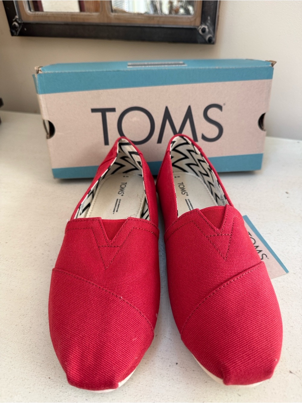 TOMS Women’s Red Canvas Slip-On Moccasins